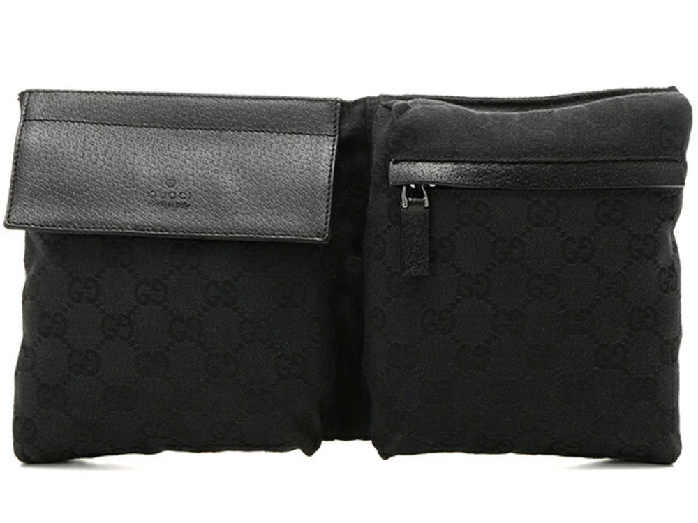 Gucci Bag Waist Crossbody Bum Black Canvas
